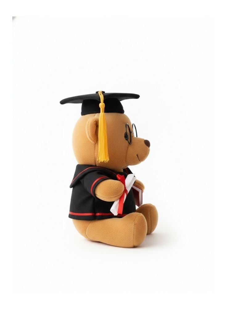 بريميم دمية دب تيدي قطيفة على شكل شخصية تخرج تحمل شهادة وكتابًا - هدية دب محشو ناعم - Image 3